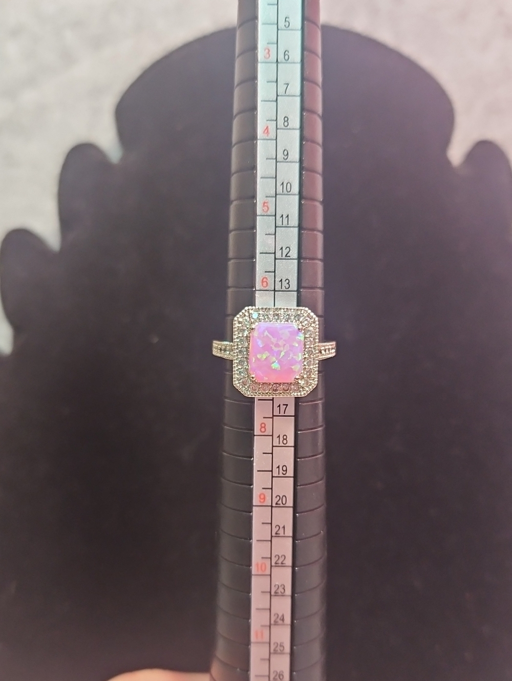 Sterling Silver Pink Opal Halo Cocktail Ring
